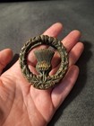 Antique Door Knocker  Scottish Thistle Wreath  Solid Brass  Beautiful Patina