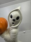 12    Vintage Ceramic Halloween Ghost Holding Pumpkin Halloween Jack-o-lantern