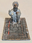Vintage Austrian Oriental Man Sitting On Magic Carpet Rug Bronze Statue Figure