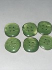 Set Of 6 Vintage Plastic Buttons Green Gold  4 Hole 3 4   