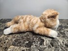 Russ Berrie Dempsey Laying Orange Tabby Striped 10    Cat Plush Toy Green Eyes