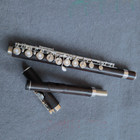 Handmade Professional Ebony Wood Flute 17 Hole Silver Key B Foot W case 2024 New