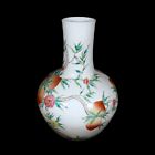 Chinese Porcelain Vase Famille Rose 9 Peach Flowers 20 75  Tall 20th C  Qianlong