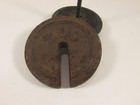 Vintage Cast Iron Hanging Scale Weight Round 200 Slotted Industrial Rustic Decor