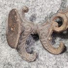 Antique Victorian Style Cast Iron Coat Hook Pair Mcm Rustic Gothic Gargoyle 