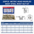 Workpro 220pcs Metric Rivet Nuts Zinc Plated Steel Flat Head Threaded Insert Nut