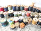 Lot 42 Large Vintage Wooden Thread Spools Coats   Clark Talon Belding Sewing