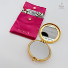Gucci Beauty Floral Compact Mirror W  Pink Satin Pouch Gold Tone 6cm