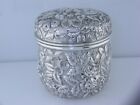 Sterling Silver A Jacobi   Co Tea Caddy Jar Repousse Baltimore Md