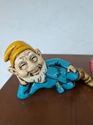 Vintage 1960s Elf Gnome Christmas Elves  3  Figurines Chalk Ware Japan 