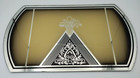 Art Deco Vanity Tray Mirror   Powder Jars W matching Lids Black Gold Vintage