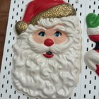 Two Vintage Christmas Molded Plastic Santa Claus Wall Hanging New Old Stock 
