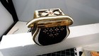 Antique Beaded Evening Bag Purse Brass Frame Star   Cross Design 5 5x5x3 