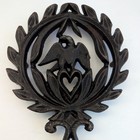 Vintage Cast Iron Eagle With Heart In Laurel Wreath Trivet - John Wright Inc