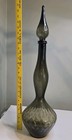 Vintage Rare Empoli Italy Smoke Gray Diamond Optic Glass Genie Bottle 27 