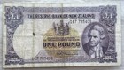 New Zealand 1 Pound Banknote Captain Cook Pick 159d Fleming Circulated Holed
