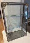 Antique Upright Tin Decorative Slanted Glass Display Case Counter Showcase