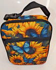 Sunflower   Butterfly Insulated Bag Lunch Case - Zip Pockets- 10 X 8 X 4 5  new 