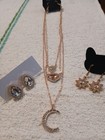 Women   s Fashion Jewelry Mixed Lot 3pc Rose Gold silver Necklace Pendant Earrings