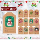 96 Pcs Christmas Gift Tags Stickers  Kraft Self-adhesive Christmas Name Labels 