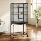 54    Large Wrought Iron Bird Flight Cage With Stand   Wheels For Parrots Conure