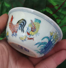 Nice Chinese Collectable Art Hand Dou Polychrome Porcelain Cock Cup