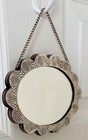 Vintage 900 Silver Oval Hanging Mirror  Turkish Wedding Rare Repousse Ornate