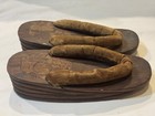 Vintage Japanese Oriental Wood Carved Foot-ware Geisha Sandals