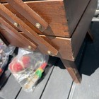 Vintage Wooden Chest 3 Tier Cantilever accordion Sewing Box W Legs Granny Core 