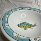 Vtg Ikaros Greek Pottery Wall Hanging Bowl Fish Rhodes Green Turquoise 8 25 D