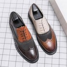 Men s Brogue Wing Tip Casual Shoes Lace Up Business Formal Colorblock Two Tone