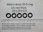 10mm Id X 15mm Od X 2 5mm Thick O-ring   Buna-70    Quan 5 