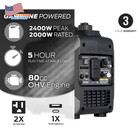 2400-watt Recoil Start Portable Gasoline Powered Inverter Generator W co Alert