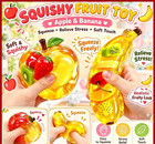 2x Transparent Squishy Toy Apple   Banana With Colorful Fruits Stress Relief Set