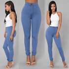 Women Skinny Slim Jeans Pencil Pants High Waist Stretch Casual Denim Trousers