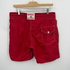 Vintage Birdwell Beach Britches Board Shorts In Red Nylon Sz 33 8    Inseam