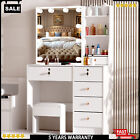 Vanity Table Set With Lighted Mirror Makeup Dressing White With 10 Warm Led Bulb