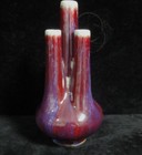 Large Old Chinese Flambed Purple Red Porcelain 5 Tubes Vase  yongzheng  Marks