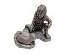 Michael Ricker  Pewter Figure  Boy With Baby Seal Pup  692 2500 Signed 1983