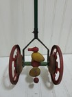 Vtg Antique 1900s Child s Push Pull Toy Wooden Ducks Metal Wheels Musical Bells