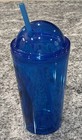 Htf-mm World M m   s-blue Plastic Slushy Cup mug Tumbler Round Dome Lid W Og Straw