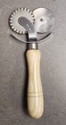 Vintage Double 2 Wheel Pastry Cutter And Crimper Wood Handle Inox Italy