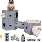 Large Expandable Cat House With Hair Brush  3-tier Felt Pet Tunnel Castle  Modul