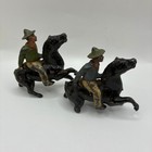 Vintage Cast Iron Cowboy Horse Figurines Set Of 2 Western Americana Decor Black