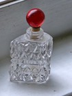 Vintage Cut Crystal Miniature Scent perfume Bottle W Glass Ball Stopper   1506