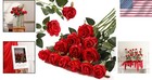 12 Pcs Artificial Red Roses Flowers Long Stem Fake Silk Rose For Home Wendding D