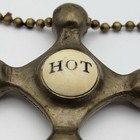 Vintage Brass Porcelain Hot Water Faucet Knob Pendant Necklace 27  Ball Bead