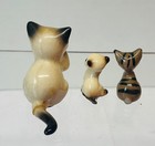 3 Vintage Hagen Renaker Miniature Sitting Kitty Cats With Boo-boos