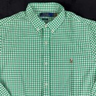 Polo Ralph Lauren Slim Fit  Gingham Oxford Long Sleeve Shirt Size Large Nwot