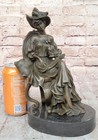 Rare Signed Lady W  Dog Bronze Statue Figurine Art Deco Sculpture Figure Piece